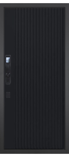 Дверь Гранит Континент Смарт | Внешняя МДФ панель 10 мм. Цвет покрытия Американский орех + черный кварц. Фрезеровка Континент