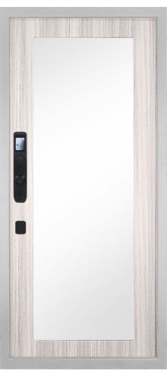 Дверь Гранит Пиано Смарт Белая | Внешняя МДФ-панель и наличники: цвет «Белый», 10мм