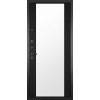 Дверь Гранит Пиано Черная | Внешняя МДФ-панель и наличники: цвет «Черный Графит», черное стекло, 10мм