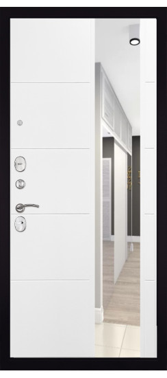 Дверь Гранит Лира | Внешняя МДФ-панель и наличники: цвет «Бетон темный», 10мм.