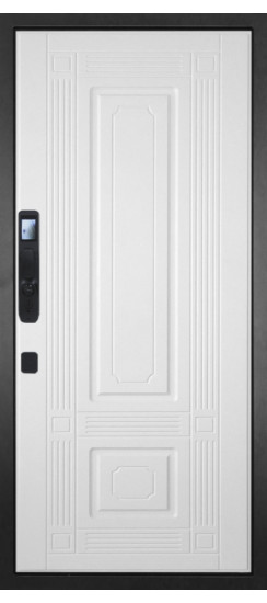 Дверь Гранит Континент Смарт | Внешняя МДФ панель 10 мм. Цвет покрытия Американский орех + черный кварц. Фрезеровка Континент