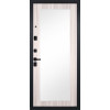 Дверь Гранит Пиано Эко | Внешняя МДФ-панель и наличники: цвет «Ель поперечная», черное стекло, 10мм.