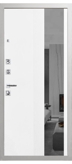 Дверь Гранит Пиано Белая | Внешняя МДФ-панель и наличники: цвет «Белый», 10мм