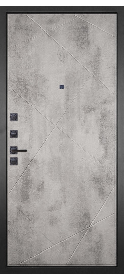 Дверь Гранит Пиано Черная | Внешняя МДФ-панель и наличники: цвет «Черный Графит», черное стекло, 10мм