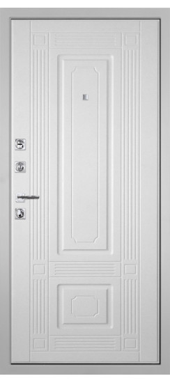 Дверь Гранит Пиано Белая | Внешняя МДФ-панель и наличники: цвет «Белый», 10мм