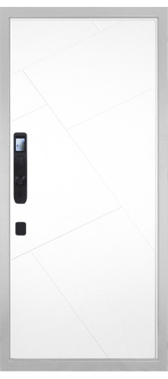 Дверь Гранит Пиано Смарт Белая | Внешняя МДФ-панель и наличники: цвет «Белый», 10мм