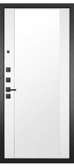 Дверь Гранит Пиано Черная | Внешняя МДФ-панель и наличники: цвет «Черный Графит», черное стекло, 10мм