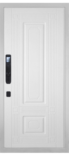 Дверь Гранит Пиано Смарт Белая | Внешняя МДФ-панель и наличники: цвет «Белый», 10мм