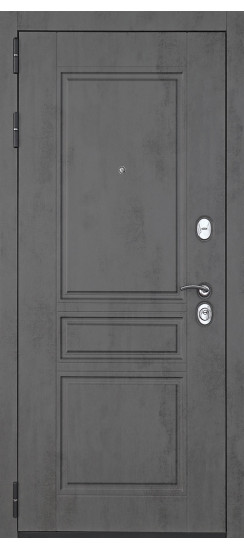 Дверь Гранит Лира | Внешняя МДФ-панель и наличники: цвет «Бетон темный», 10мм.