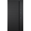Дверь Гранит Пиано Черная | Внешняя МДФ-панель и наличники: цвет «Черный Графит», черное стекло, 10мм