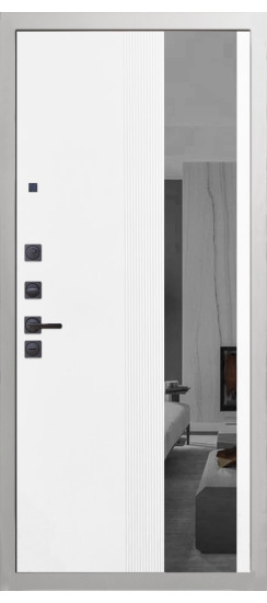Дверь Гранит Вайт | Внешняя МДФ-панель и наличники: цвет «Белый», 10мм