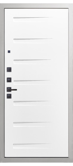 Дверь Гранит Вайт | Внешняя МДФ-панель и наличники: цвет «Белый», 10мм
