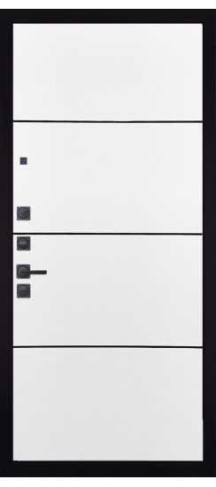 Дверь Гранит Горизонт | Внешняя МДФ-панель и наличники: цвет «Черный Крап»