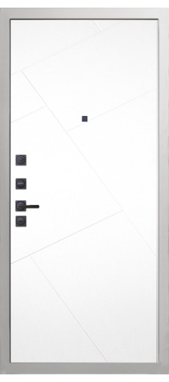 Дверь Гранит Вайт | Внешняя МДФ-панель и наличники: цвет «Белый», 10мм