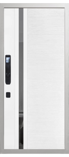 Дверь Гранит Пиано Смарт Белая | Внешняя МДФ-панель и наличники: цвет «Белый», 10мм