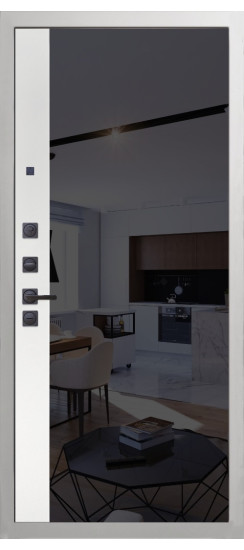 Дверь Гранит Вайт | Внешняя МДФ-панель и наличники: цвет «Белый», 10мм