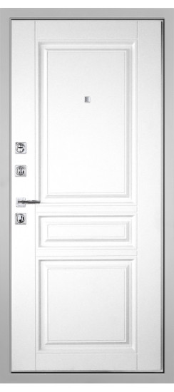 Дверь Гранит Пиано Белая | Внешняя МДФ-панель и наличники: цвет «Белый», 10мм