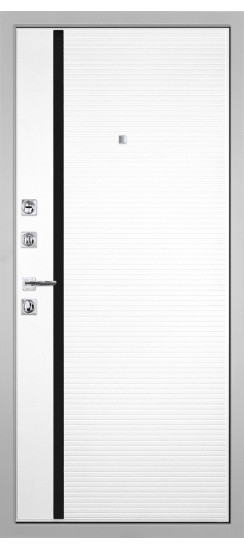Дверь Гранит Пиано Белая | Внешняя МДФ-панель и наличники: цвет «Белый», 10мм