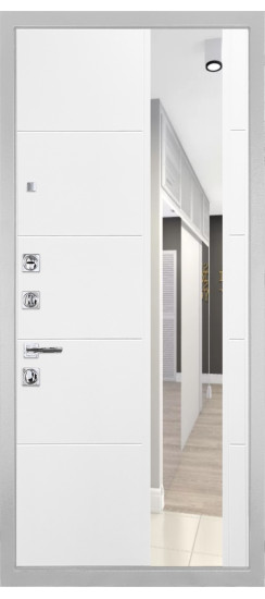 Дверь Гранит Пиано Белая | Внешняя МДФ-панель и наличники: цвет «Белый», 10мм