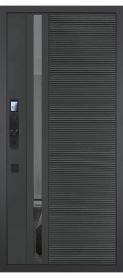 Дверь Гранит Континент Смарт | Внешняя МДФ панель 10 мм. Цвет покрытия Американский орех + черный кварц. Фрезеровка Континент