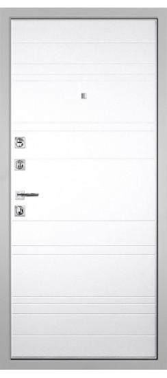 Дверь Гранит Пиано Белая | Внешняя МДФ-панель и наличники: цвет «Белый», 10мм