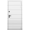 Дверь Гранит Роял белая с черной фурнитурой | Внешняя МДФ-панель и наличники: цвет «Белый», 10мм.