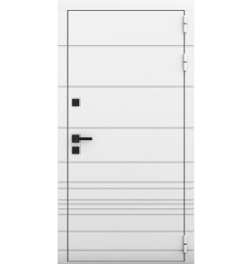 Дверь Гранит Роял белая с черной фурнитурой