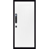 Дверь Гранит Пиано Смарт | Внешняя МДФ-панель и наличники: цвет «Графит», черное стекло, 10мм