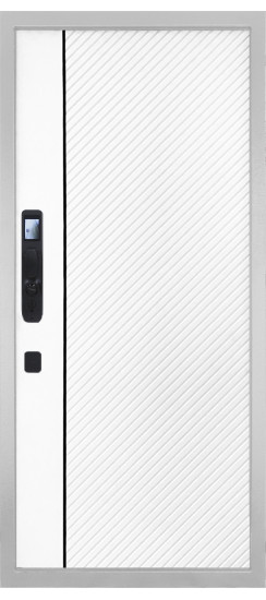 Дверь Гранит Пиано Смарт Белая | Внешняя МДФ-панель и наличники: цвет «Белый», 10мм