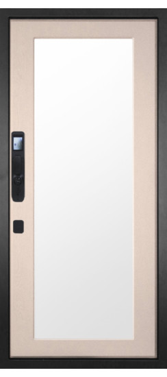 Дверь Гранит Континент Смарт | Внешняя МДФ панель 10 мм. Цвет покрытия Американский орех + черный кварц. Фрезеровка Континент