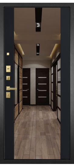 Дверь Гранит Ардеко | Внешняя МДФ-панель и наличники: цвет «Квазар черный», 10мм