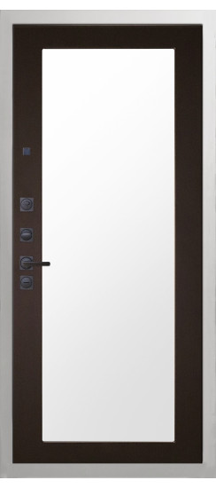 Дверь Гранит Роял белая с черной фурнитурой | Внешняя МДФ-панель и наличники: цвет «Белый», 10мм.