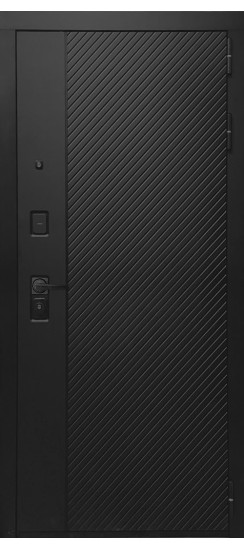 Дверь Гранит Симметрия | Внешняя МДФ-панель и наличники: цвет «Черный Графит»