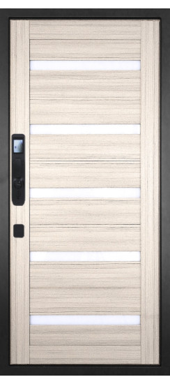 Дверь Гранит Континент Смарт | Внешняя МДФ панель 10 мм. Цвет покрытия Американский орех + черный кварц. Фрезеровка Континент