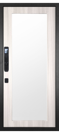 Дверь Гранит Континент Смарт | Внешняя МДФ панель 10 мм. Цвет покрытия Американский орех + черный кварц. Фрезеровка Континент