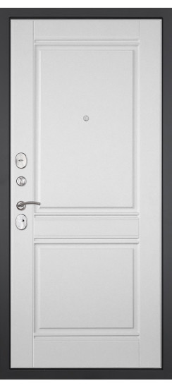 Дверь Гранит Лира | Внешняя МДФ-панель и наличники: цвет «Бетон темный», 10мм.