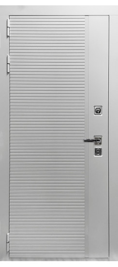 Дверь Гранит Пиано Белая | Внешняя МДФ-панель и наличники: цвет «Белый», 10мм