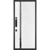 Дверь Гранит Пиано Смарт | Внешняя МДФ-панель и наличники: цвет «Графит», черное стекло, 10мм