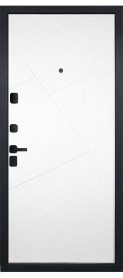 Дверь Гранит Пиано Эко | Внешняя МДФ-панель и наличники: цвет «Ель поперечная», черное стекло, 10мм.