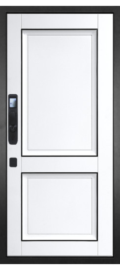 Дверь Гранит Континент Смарт | Внешняя МДФ панель 10 мм. Цвет покрытия Американский орех + черный кварц. Фрезеровка Континент