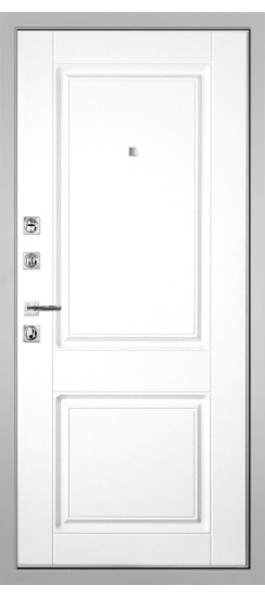 Дверь Гранит Пиано Белая | Внешняя МДФ-панель и наличники: цвет «Белый», 10мм