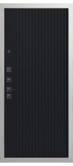 Дверь Гранит Роял белая с черной фурнитурой | Внешняя МДФ-панель и наличники: цвет «Белый», 10мм.