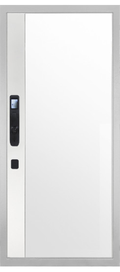 Дверь Гранит Пиано Смарт Белая | Внешняя МДФ-панель и наличники: цвет «Белый», 10мм