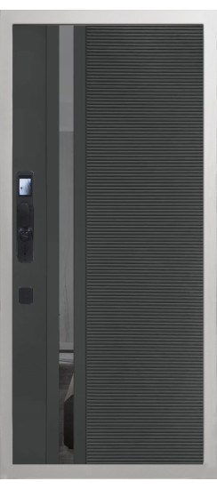 Дверь Гранит Пиано Смарт Белая | Внешняя МДФ-панель и наличники: цвет «Белый», 10мм