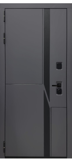 Дверь Гранит НаноБлэк лайн | Внешняя МДФ-панель и наличники: цвет «Шагрень Графит», 10мм