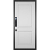 Дверь Гранит Пиано Смарт | Внешняя МДФ-панель и наличники: цвет «Графит», черное стекло, 10мм
