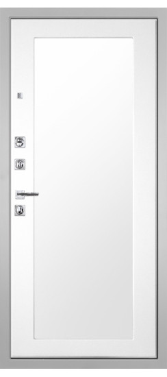 Дверь Гранит Пиано Белая | Внешняя МДФ-панель и наличники: цвет «Белый», 10мм