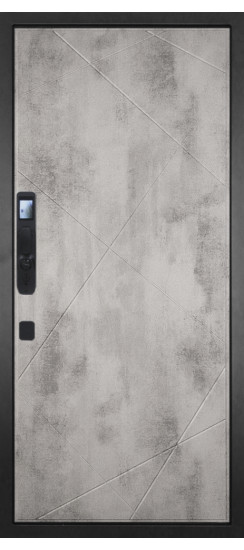 Дверь Гранит Пиано Смарт | Внешняя МДФ-панель и наличники: цвет «Графит», черное стекло, 10мм