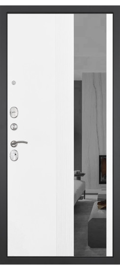 Дверь Гранит Лира | Внешняя МДФ-панель и наличники: цвет «Бетон темный», 10мм.