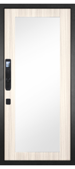 Дверь Гранит Континент Смарт | Внешняя МДФ панель 10 мм. Цвет покрытия Американский орех + черный кварц. Фрезеровка Континент